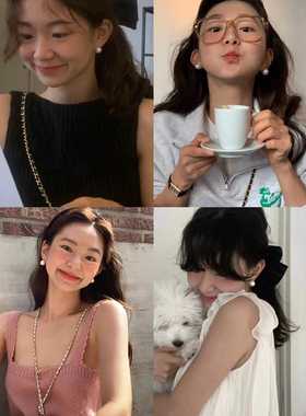 法式仿珍珠耳钉女耳夹精致小巧