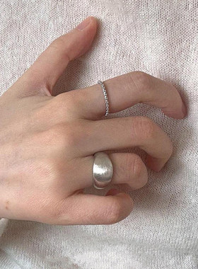银色哑光拉丝戒指女时尚简约轻奢