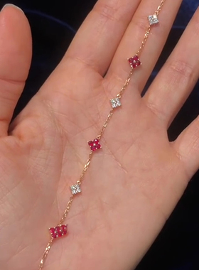 闪钻玫瑰金色四叶草手链轻奢高级