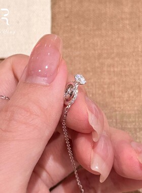 韩系简约银色仿闪钻双环项链女款