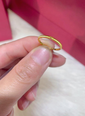 新中式金色丝绒X型素圈戒指女款