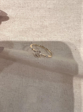 金色简约满天星椭圆仿锆石戒指女