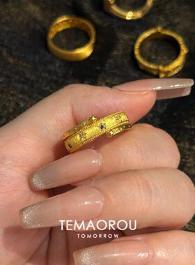 梦幻行星爆闪金色戒指女开口轻奢