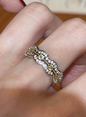 中古仿锆石蝴蝶戒指女小众设计感