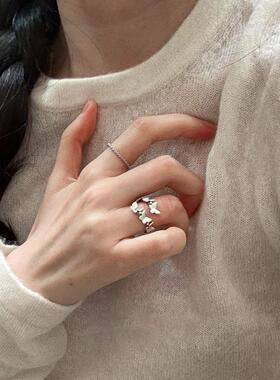 银色蝴蝶戒指女冷淡风小众设计