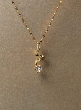 中古vintage不规则闪钻波浪项链