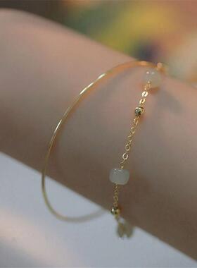 仿和田玉手链女生双层叠戴小众