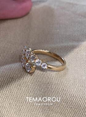 爆闪仿排钻戒指开口日系小众设计