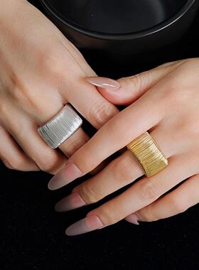 复古金色绕线戒指开口轻奢高级感