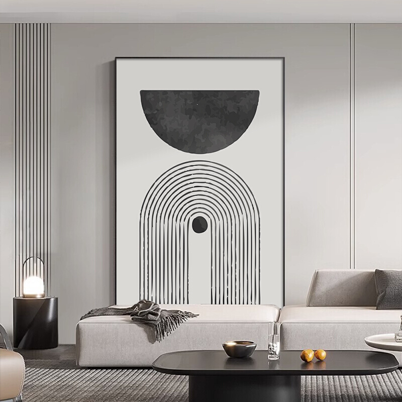 高档客厅沙发背景墙挂画高级感落地画现代简约抽象艺术黑白装饰画 - 图0