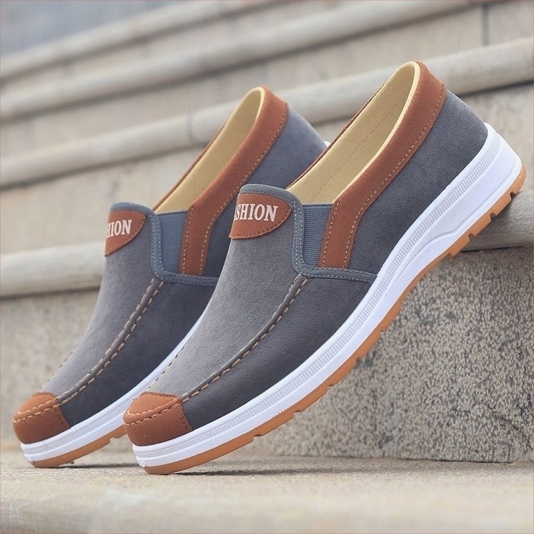 回力透气老北京布鞋男款帆布鞋男士牛津底工作鞋一脚蹬休闲鞋新款 - 图0