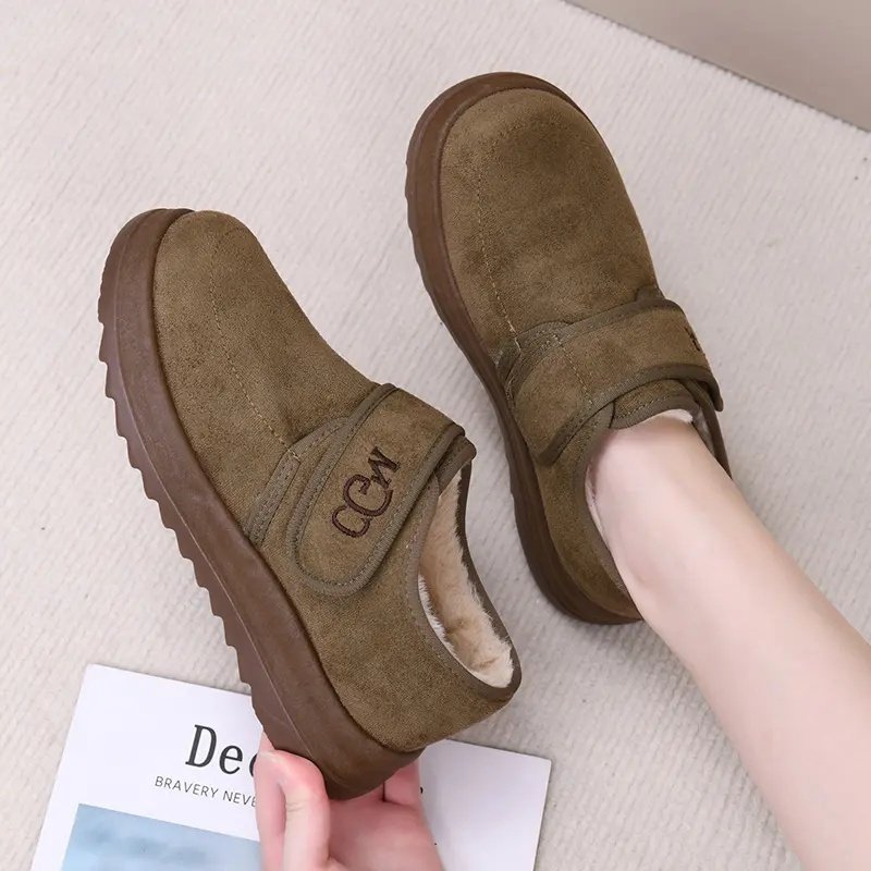 冬季新款魔术贴一脚蹬圆头低帮棉鞋老棉鞋棉靴加绒保暖面包头棉鞋,淘宝优惠券,粉丝福利购,淘宝优惠卷