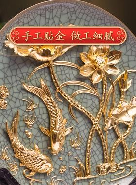 金箔年年有余漆线雕厦门工艺品摆件乔迁新居礼物开业礼品实用大气