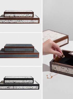 现代无障碍豪华暖马毛方形储物装饰盒饰品样板房售楼处酒店民宿装