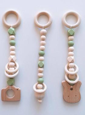 ins装饰北欧风卡通实木毛毡健身器挂件儿童房硅胶装饰健身架挂饰