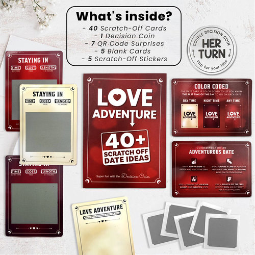 LOVE ADVENTURE 40 SCRATCH OFF DATE IDEAS 情侣纸牌游戏刮刮卡 - 图0