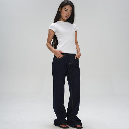 Veryrareme low-rise straight-leg raw jeans