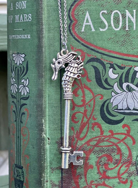 哥特朋克飞蛾骷髅头钥匙项链