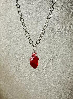 血红心脏大脑吊坠项链Necklace