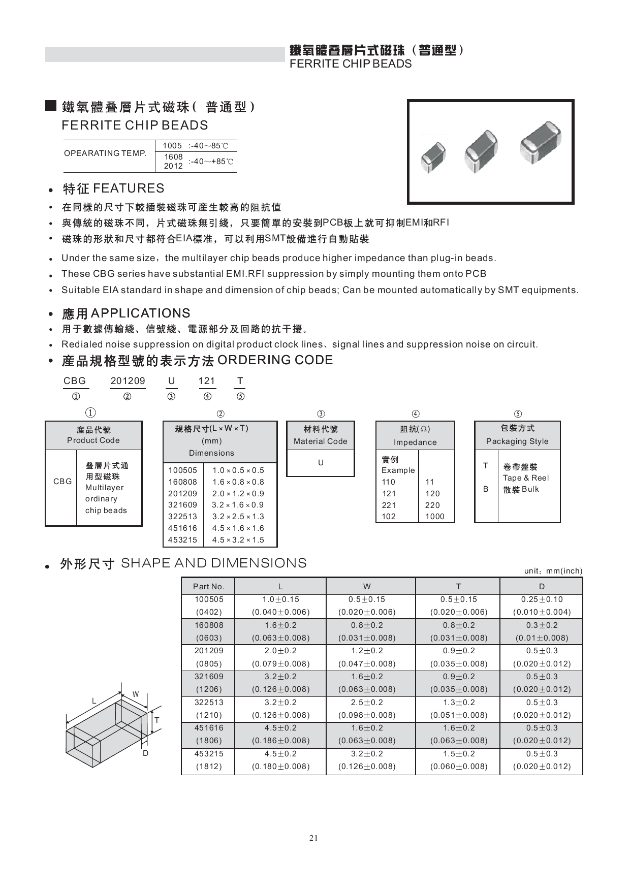 0805贴片磁珠0R10r30r60R80R100r120r200R300r600r800r1k-图1