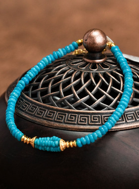 SMGI/S925银镀18K金绿松石手链