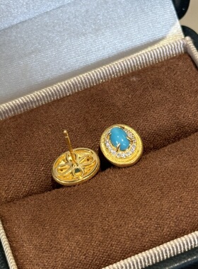 SMGI/高瓷绿松石项链耳钉套装女