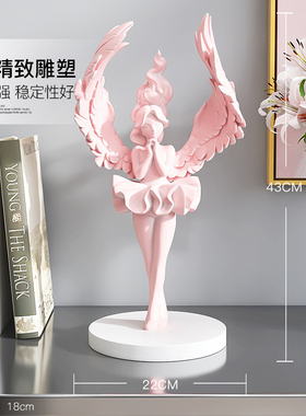 棕榈树欧式复古天使女孩桌面摆件