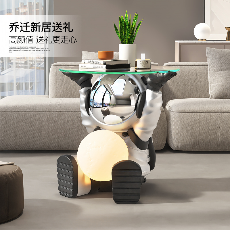 卡通风宇航员茶几摆件客厅电视柜沙发边旁几卧室夜灯新家乔迁礼物 - 图3