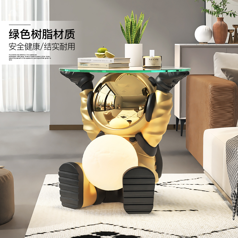 卡通风宇航员茶几摆件客厅电视柜沙发边旁几卧室夜灯新家乔迁礼物 - 图2