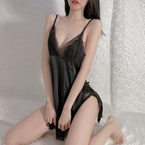 Sexy Advanced Tide Pyjamas Womens Summer Ice Silk 2023 Fire Spicy New Thin Breast Lace Harness Pyjambra Pyjamas