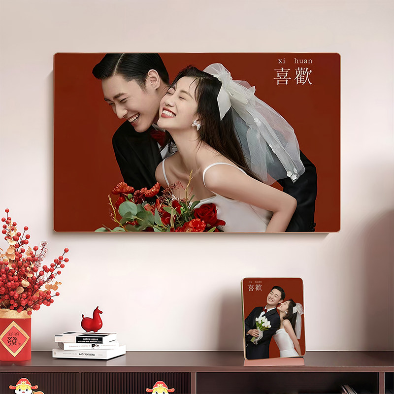 定制婚纱照无边框水晶相框床头放大挂墙全家福结婚照片打印加制作