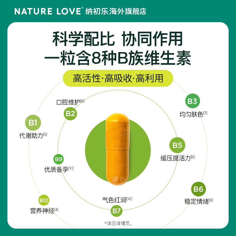 拜耳NATURELOVE纳初乐德国高活性复合维生素B族胶囊8种VB营养神经