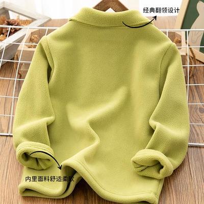 秋冬季儿童奥粒绒卫衣中大童保暖加厚加绒男童卫衣洋气长袖polo衫