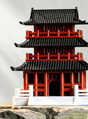 3D中式古风阁楼亭台模型摆件