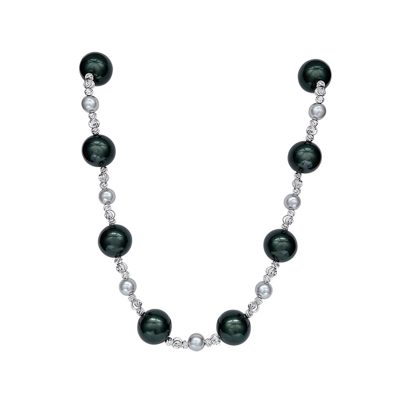 法式真多麻灰色珍珠项链女高端配饰2025新款轻奢高级感毛衣链颈链 - 图3