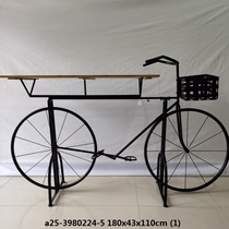 Foreign trade Original single designer American Countryside Retro Iron Art Wood Bike Flower Shelf Flower Bay Shelf Leisure Table