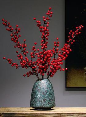 有艺术感的摆件中式陶瓷摆设花瓶仿真花轻奢摆件现代餐厅茶几博古