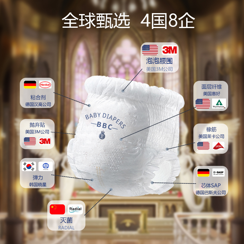 BBC灭菌裤1纸尿裤婴儿宝宝XL拉拉裤超薄尿不湿官方旗舰店NBS正品