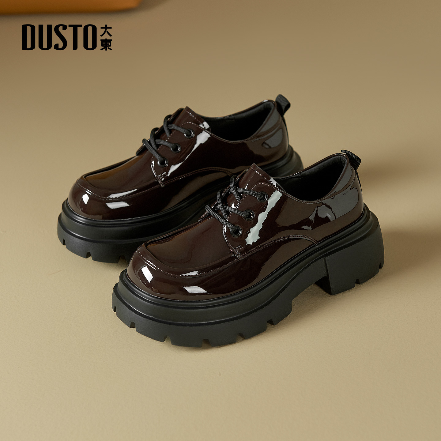 大东厚底乐福鞋女2025新款秋季女鞋百搭单鞋粗跟jk英伦风小皮鞋女 - 图2