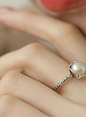 新款花纹花苞戒指女复古做旧小众