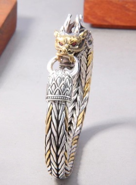 手工编织龙头手链镀银