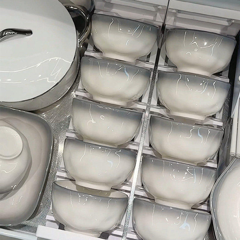 釉下彩陶瓷餐具米饭碗家用2025新款吃饭碗好看的小碗盘子餐具套装