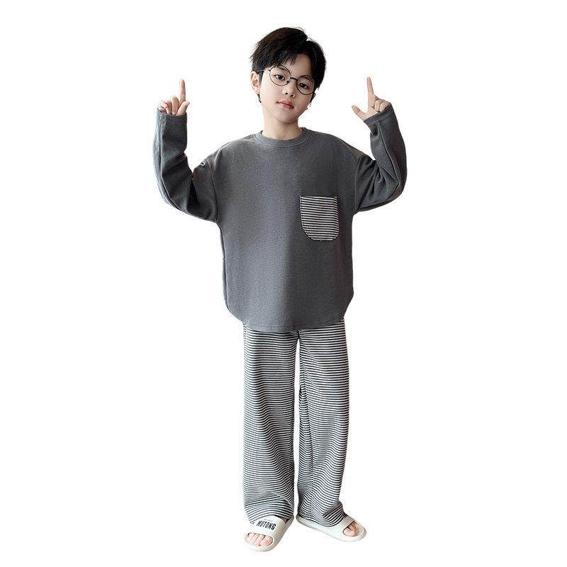秋冬儿童睡衣套装宽松新款男童德绒磨毛保暖家居服韩版潮款秋衣裤,淘宝优惠券,粉丝福利购,淘宝优惠卷