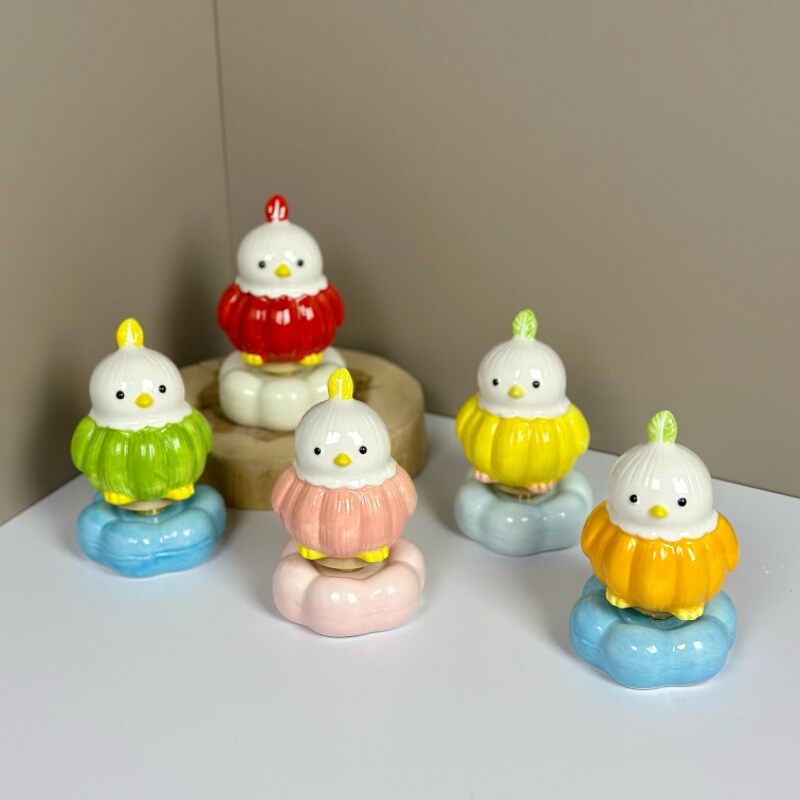 景德镇网红文创转转陶瓷蒜鸟桌面小摆件手工手捏可爱卡通小饰品,淘宝优惠券,粉丝福利购,淘宝优惠卷
