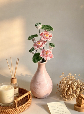 景德镇陶瓷莲花花束桌面摆件送礼