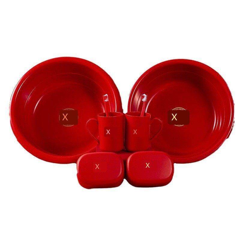 陪嫁红色脸盆出嫁喜盆结婚洗漱牙刷杯漱口杯红色牙杯皂盒婚庆用品,淘宝优惠券,粉丝福利购,淘宝优惠卷