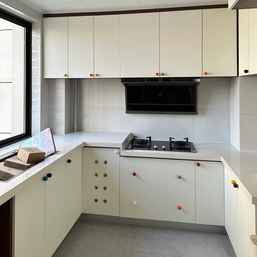 多巴胺彩色拉手衣柜门可爱圆球陶瓷圆形抽屉纽扣白色柜门卡通把手 - 图0