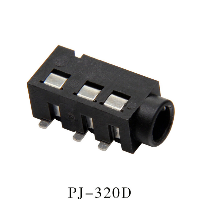 PJ320D单双声道音频母座四脚贴片 3.5mm插座带定位柱耐温耳机插座