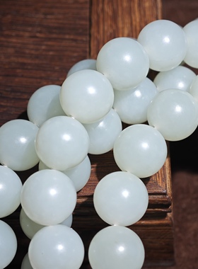 老丁严选新疆和田玉且末料12mm圆珠手链108颗佛珠多圈链油润细腻