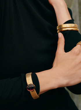 【圣诞礼物】RC Retro Chic意大利复古首饰 角斗士素金软手镯